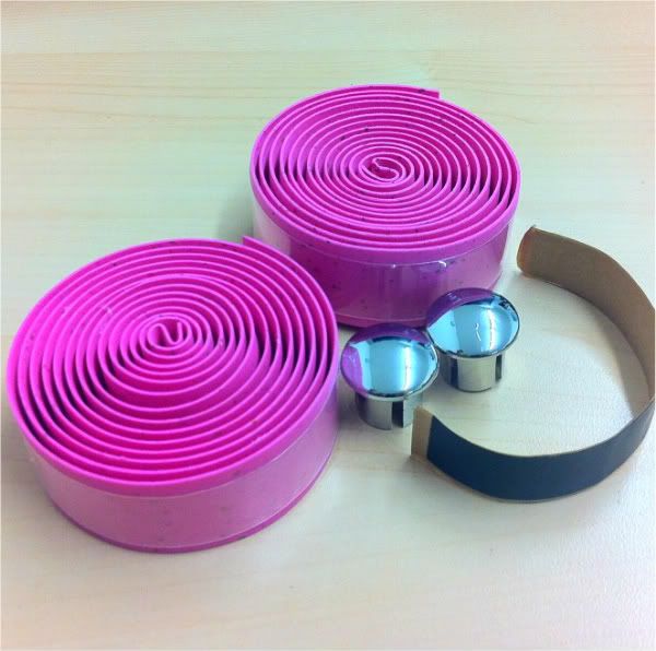 New Fixie Road Bike Cork Handlebar Tape with End Plugs Pink  