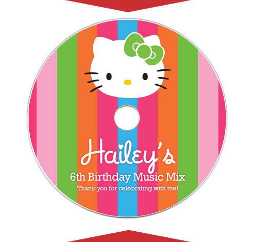 HELLO KITTY Party Favors Personalized CD LABELS  