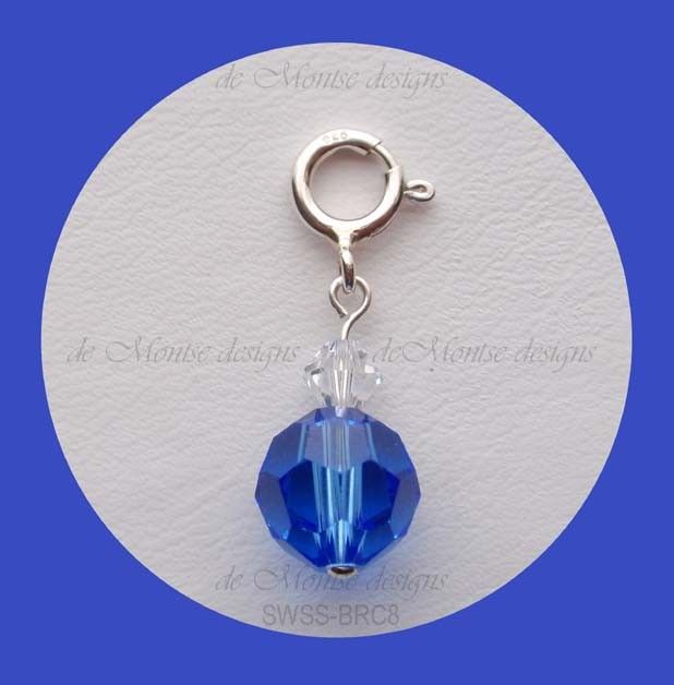 Birthstone CHARM Sterling SWAROVSKI SEPTEMBER Sapphire  