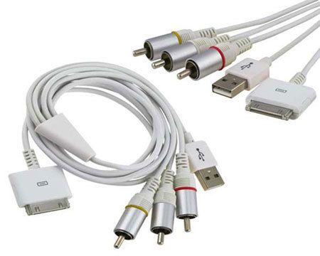 NEW AV VIDEO CABLE WITH USB RCA TV OUT FOR APPLE 4 IPAD IPHONE IPOD 