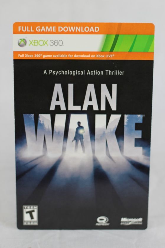 New Xbox 360 Alan Wake Full Game  Code Card  