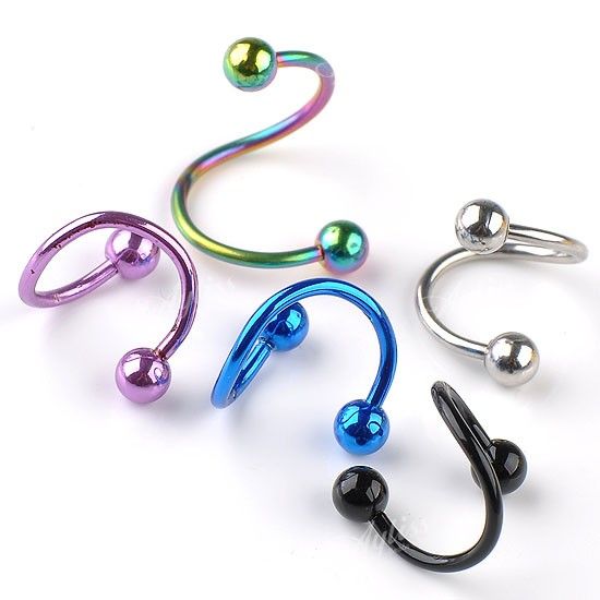   Twister Eyebrow Bars Cartilage Stud Ear Ring Piercing Stainless Steel