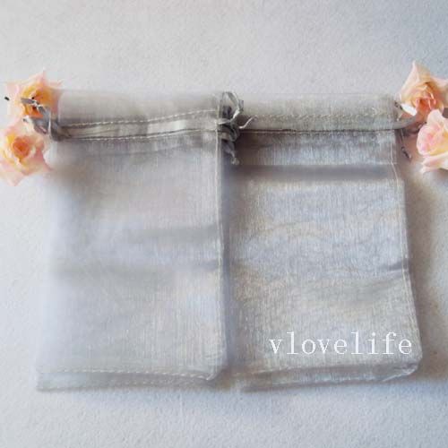 100 10*15cm Silver Organza Wedding Xmas Gift Bag Pouch  