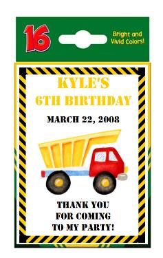 Tonka Construction Birthday Party Crayon Box Labels  