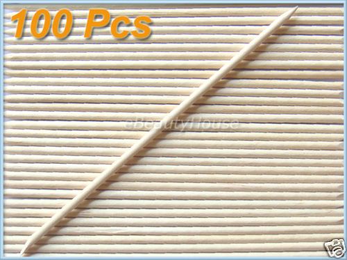 100 x Orange Wood Stick Nail Art Cuticle Pusher Remover  