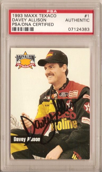 Davey Allison 1993 Maxx Texaco Auto Autograph PSA/DNA  