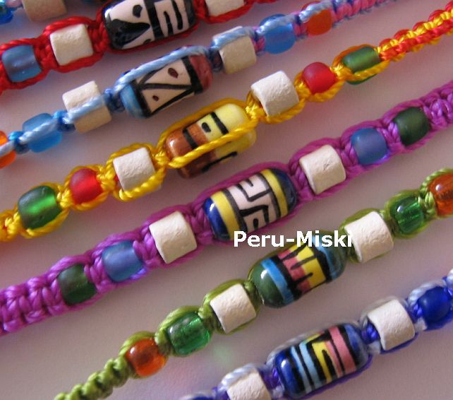 10 PULSERAS DE LA AMISTAD, EN HILO MACRAME, de PERU  