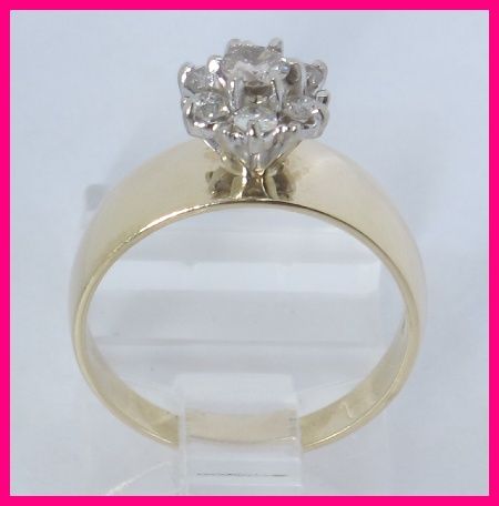 10kyg Diamond Cluster Wide Band Engagement Ring .45ct  