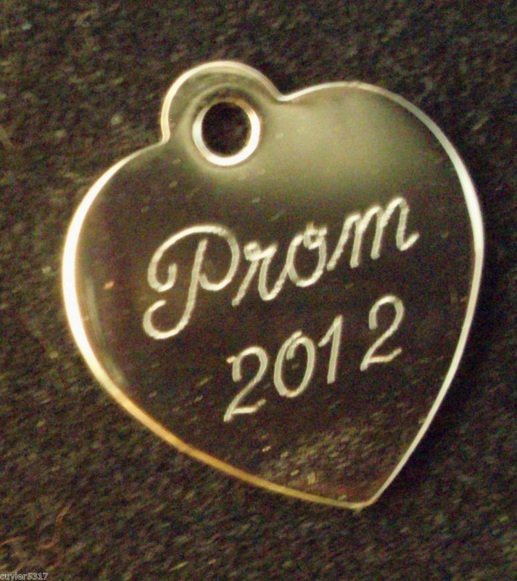 Heart Charm Silver for Wedding or Prom Garter engraved  