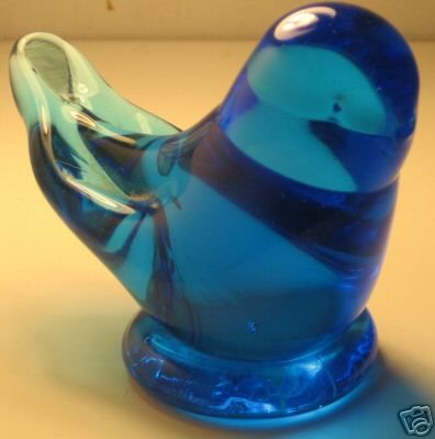 Viking Titan Studio Art Glass Leo Ward Blue Bird Jay  