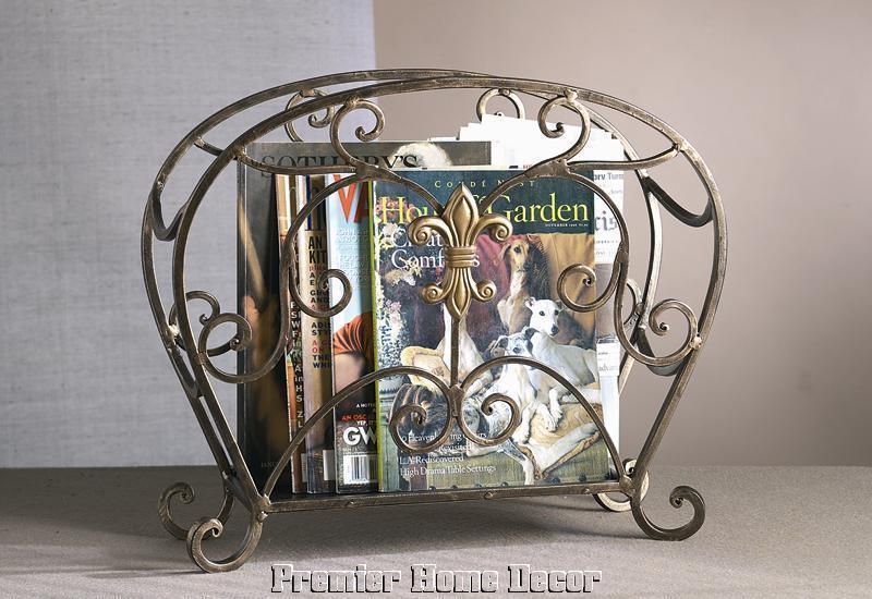 Tuscan Bronze Fleur De Lis Magazine Rack Holder  