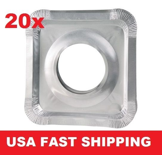 20 Disposable Aluminum Foil Square Gas Burner Bib Liner WHOLESALE 