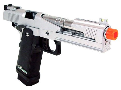   Airsoft Metal Dragon 1911 Gas Blowback Pistol Gun Polished Silver