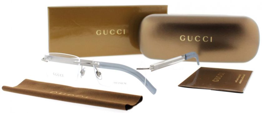 GUCCI GG 2203 WXB GUN METAL UNISEX DESIGNER RIMLESS EYEGLASSES 