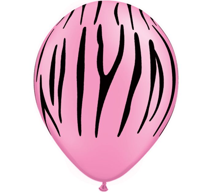 ZEBRA Stripes HOT Neon PINK Bright (8) Animal Print Latex Helium 