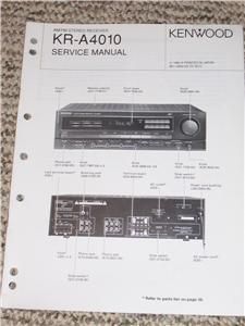 Original Kenwood KR A4010 Stereo Receiver Service/Repair Manual  