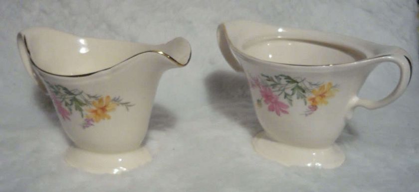 Edwin Knowles Semi Vitreous Floral China Cream & Sugar  