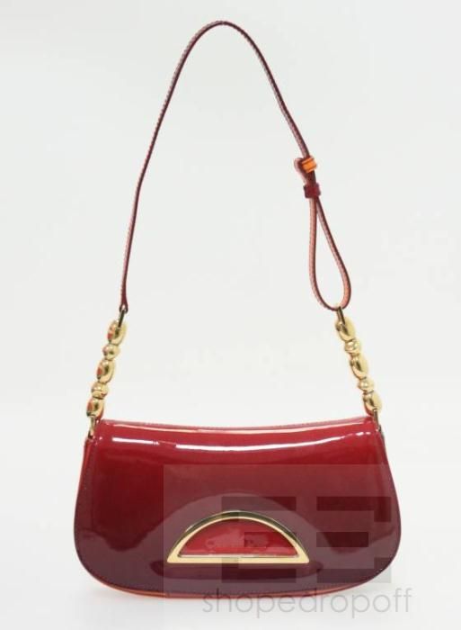   Dior Red & Orange Ombre Patent Leather Malice Shoulder Bag  