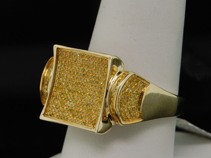 MENS YELLOW GOLD .57C CANARY YELLOW DIAMOND PINKY RING  