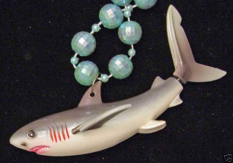 Bobble Head Shark Mardi Gras Beads Moves Animated  