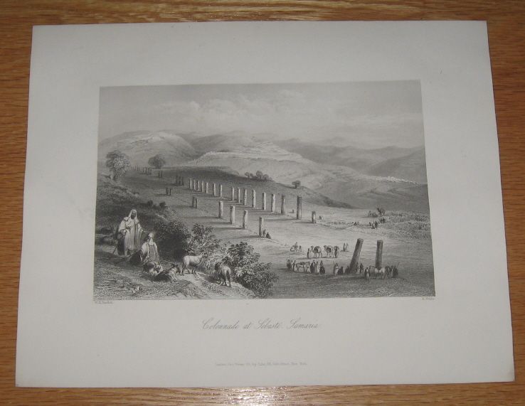 Colonnade at Sebaste Samaria Nablus 1840 Palestine  