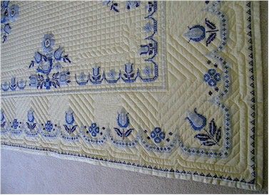 Handmade Quilt Lancaster Design Embroidery Hand Quilted 84x96 Never 