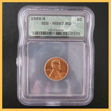 1955 S Lincoln Wheat Cent Penny MS67 RD Red FS ICG  