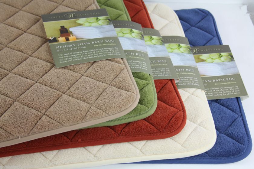 Memory Foam Bath Rug Mat with Microplush Fabric Available in 5 Colors 