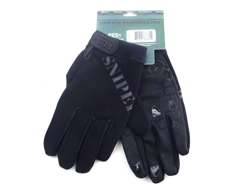 PCS Sniper Gloves Black M Full Finger Paintball Grips  