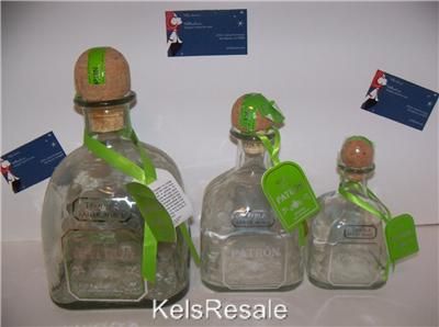 1t~3~Empty SILVER PATRON Tequila BOTTLE 1.75l 375ml 750ml Small 