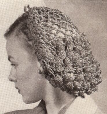 Vintage PATTERN Crochet Snood Hairnet hair net fishnet  