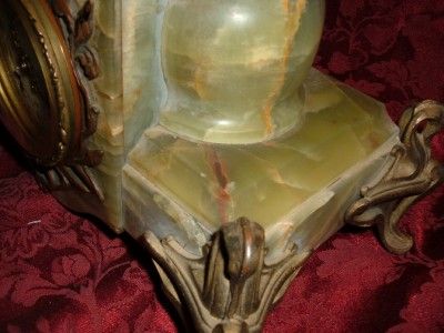 Antique French Large J. Garnier Bronze Marble Mantle Clock Gorgeous 