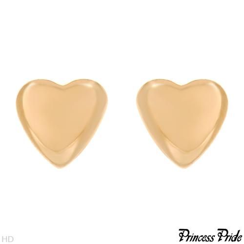 PRINCESS PRIDE HEART GOLD PLATED LITTLE GIRLS EARRINGS  