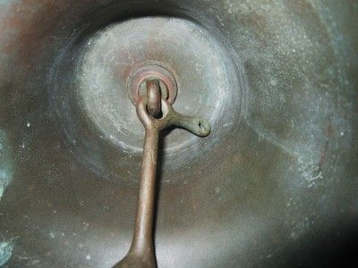 ANTIQUE/VINTAGE LARGE BRASS BELL W/ STRING PULL CLANGER BOAT BELL 