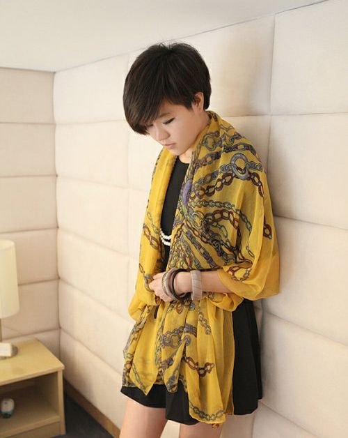   110CM Large Fashion Chain Print Scarf Shawl Cotton Long Scarves  