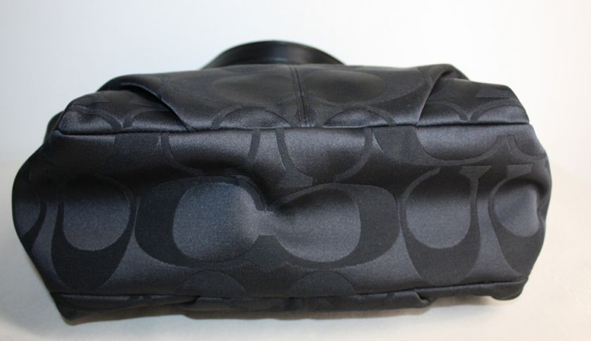   SIGNATURE SATEEN BROOKE SHOULDER BAG BLACK GREY F17183 Retail $298