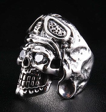 925 STERLING SILVER AVIATOR SKULL WW2 RING.