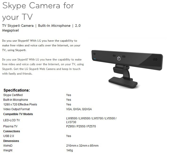 LG Smart TV Web Camera AN VC 300 Skype TV Camera LW5700/LW6500/LW9500 