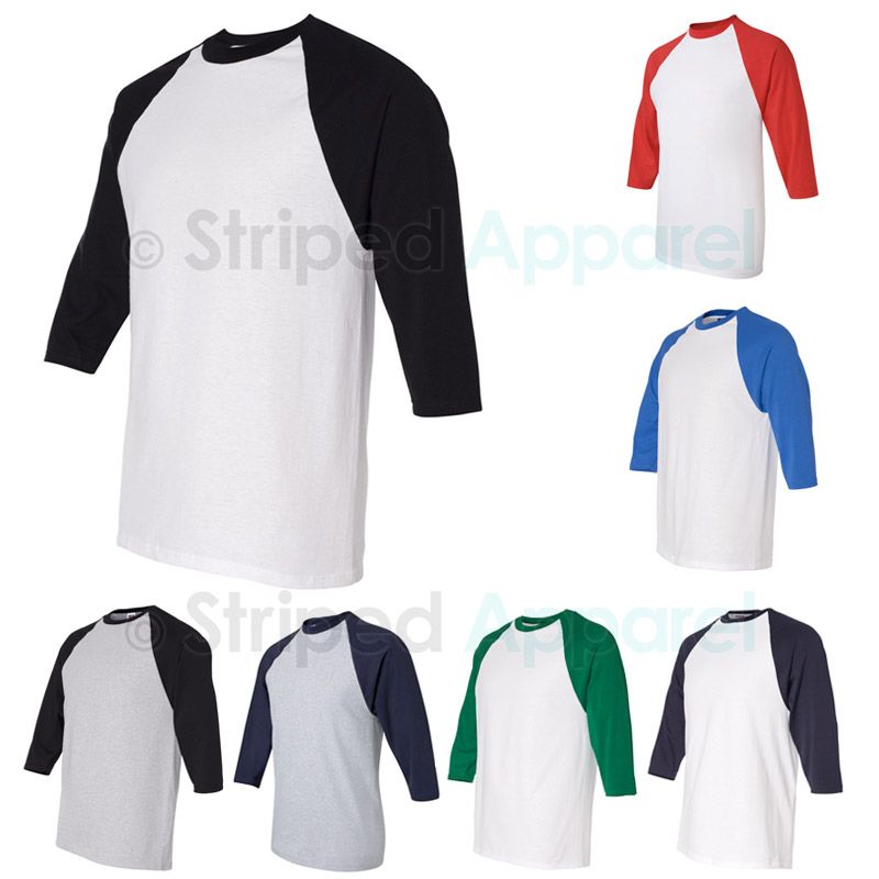 Mens 3/4 Sleeve Baseball Jersey T Shirt ¾ Raglan Tee Team S 2XL Anvil 