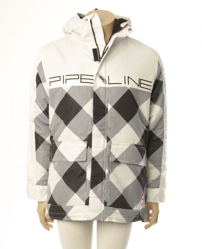 PIPELINE MENS ROYCE CHECK LINE SNOWBOARD JACKET SZ L  