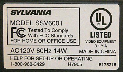 SYLVANIA Mod.SSV6001 VHS VCR, 4 HEAD HI FI STEREO VIDEO CASSETTE 