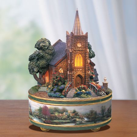 Windemer Church Thomas Kinkade Music Box Bradford Exchange  