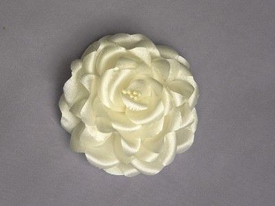 IVORY Rose Corsage Bridal Silk Hair Flower Wedding 11cm  