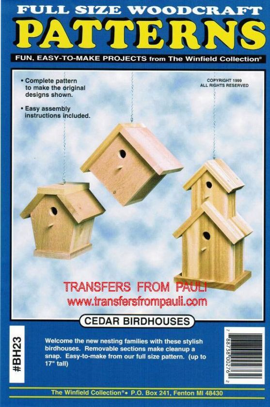 Cedar Birdhouses Yard & Garden Woodworking Pattern  